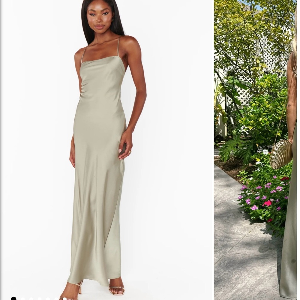 Show Me Your Mumu Moss Green Luxe Satin Dani Slip Dress SIZE SMALL NEVER WORN